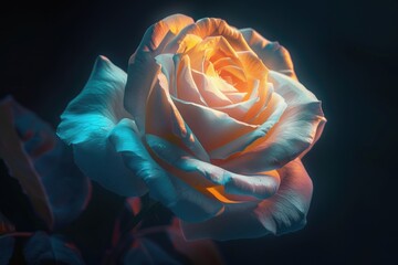 Aufkleber - A close-up shot of a single flower against a dark, black background