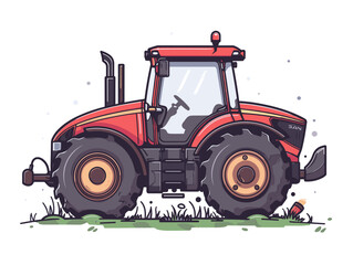 Wall Mural - Tractor on the field. Vector illustration in a flat style