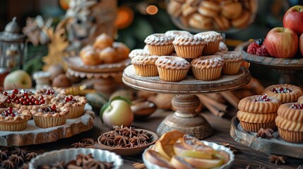 Wall Mural - A Festive Table Setting with Delicious Treats