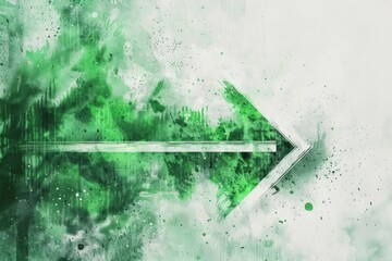 Poster - A simple green arrow painted on a white wall, suitable for backgrounds or illustrations