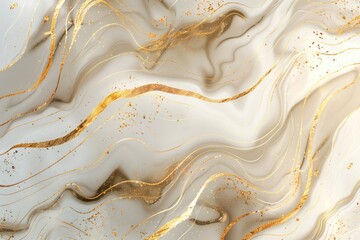 Poster - Close-up shot of a marble surface featuring intricate gold lines