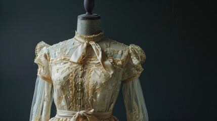 Poster - A dress displayed on a mannequin with a bow, suitable for fashion or lifestyle use