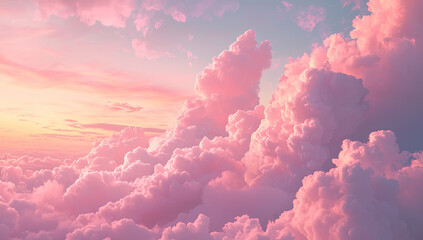 soft pink sky with clouds, dreamy, ethereal, beautiful, hyper...