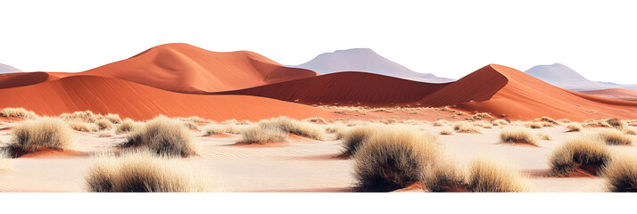 Namibian red sand dunes on a white background