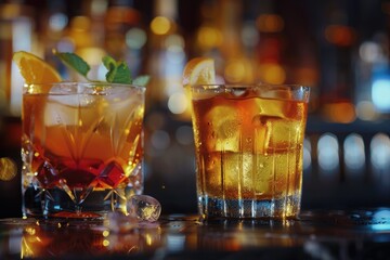 Poster - Couple of glasses resting on a table surface