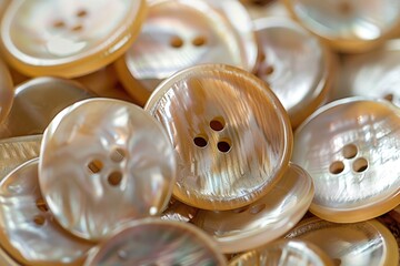 Poster - A pile of colorful buttons photographed in a close-up shot
