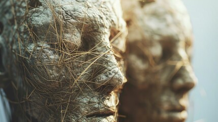 Aufkleber - A detailed view of a sculpted human face, great for editorial or commercial use