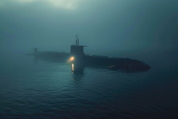 Aufkleber - A submarine floats in the middle of a body of water, great for underwater scenes or nautical concepts