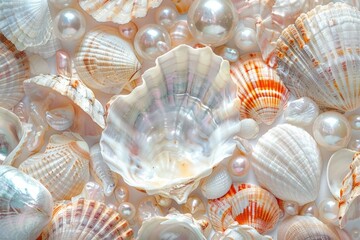 Aufkleber - A collection of shells captured in a close-up shot