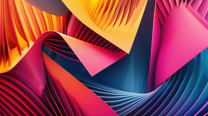 Wall Mural - Abstract 3d render, geometric background design with colorful lines.