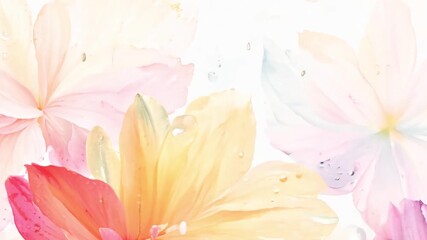 Poster - This Soft petals of pink and yellow flowers gently sway in a light breeze.