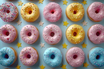 Wall Mural - Colorful Donuts Arrangement