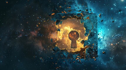 Poster - Breakdown of email security: A broken padlock represents the breach of email security and highlights the need for robust cybersecurity measures.