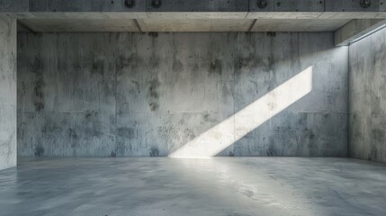 Aufkleber - Minimalist Empty Interior with Concrete Wall and Floor, Ideal for Modern Design and Industrial Aesthetic Presentations