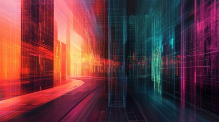 Poster - Futuristic background featuring digital grids and bold