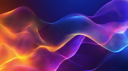 Poster - Abstract technology backdrop with digital waves and bright color gradients