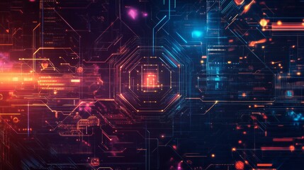 Poster - AI technology interface with detailed patterns and bright, engaging gradients