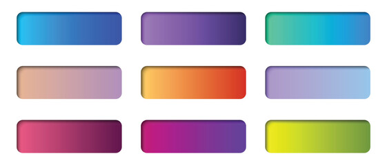 Poster - Set of modern trendy buttons. Empty web button set. Colorful gradients buttons. Web design elements. Vector illustration