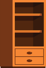 Poster - Empty wooden bookcase with shelves and drawers standing isolated on white background