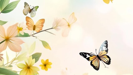 Poster - This gentle floral backdrop with yellow blooms and soft pastel hues.