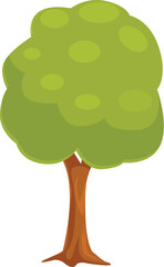 Wall Mural - Cartoon tree with lush green foliage stands tall against a white background