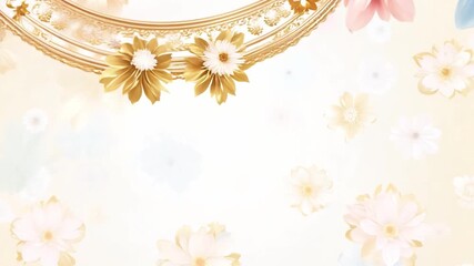 Poster - This Decorative floral elements with gold accents on a light, airy backdrop.