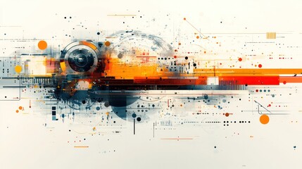 Fototapete - A colorful abstract painting with a lot of dots and lines