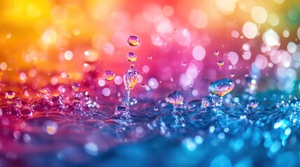 Leinwandbilder - A colorful splash of water with a rainbow background