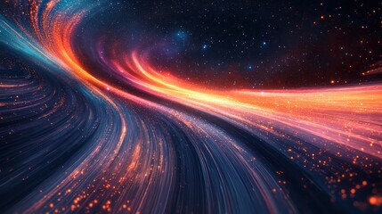 Poster - A colorful spiral of light and dark blue and orange streaks