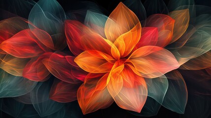 Fototapete - A colorful flower with red and orange petals
