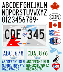 Wall Mural - Newfoundland and Labrador new car license plate pattern, Canada, letters, numbers and symbols, north america, vector illustration