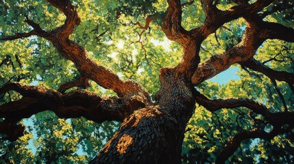 Poster - A large tree with a lot of leaves and a trunk that is very thick
