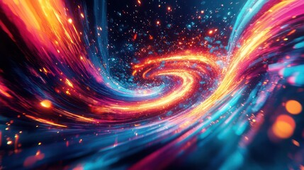 Poster - A colorful spiral with bright orange and blue colors