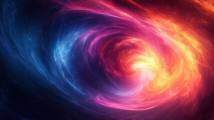 Poster - A colorful swirl of space with a bright orange center