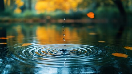 Poster - A small drop of water falls into a large body of water