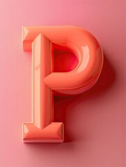 Poster - Glossy 3D letter 'P' in vibrant pink against a matching pink background.