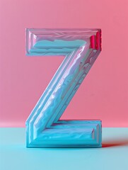 Poster - A vibrant, colorful 3D letter Z with a glossy finish against a pink and blue background.