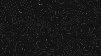 Abstract topographic contour map concept, cartography geographic terrain pattern design, topo wavy black and white mountain surface, liquid line art background animation