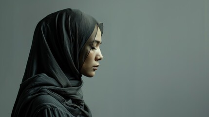 Islamic female model wearing hijab on blank background