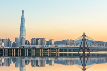 Wall Mural - Sunset Seoul City Han river South Korea