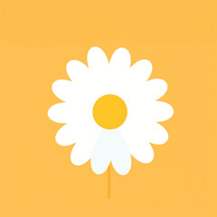 Sticker - Minimalist daisy on yellow background