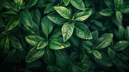 Turmeric leaves, fresh, green, covered with dewdrops, close-up view, morning, nature, vibrant foliage, spice harvest concept