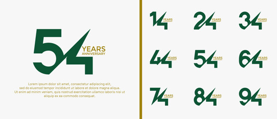 Wall Mural - anniversary logo style set, green and brown color with slash can be use for celebration moment