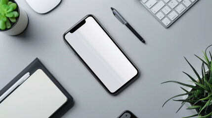 copy space smartphone template on a gray background
