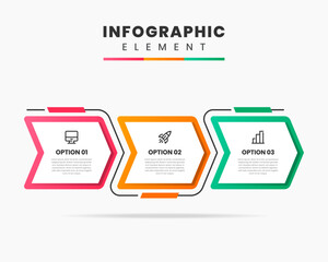 Fototapete - Vector Graphic Infographic Element Design icon templates with 3 options or steps. Can be used for process diagram, presentations, workflow layout, banner, flow chart, infographic.