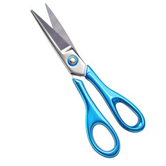 Stylish blue scissors with stainless steel blades, perfect for crafts, office use, and home projects. transparent background