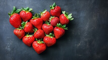 Wall Mural - Heart-Shaped Arrangement of Fresh Strawberries