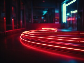 Wall Mural - Red neon light strip loop motion