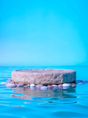 stones in water, pool, rock, beach, ocean, summer, stone, nature, coast, rocks, stones, sky, swimming, landscape, blue, travel