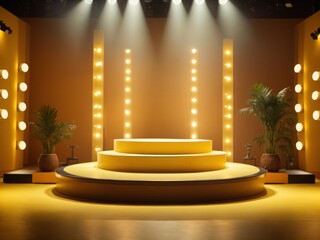 Poster - Stage podium decorated with lighting Pedestal scene